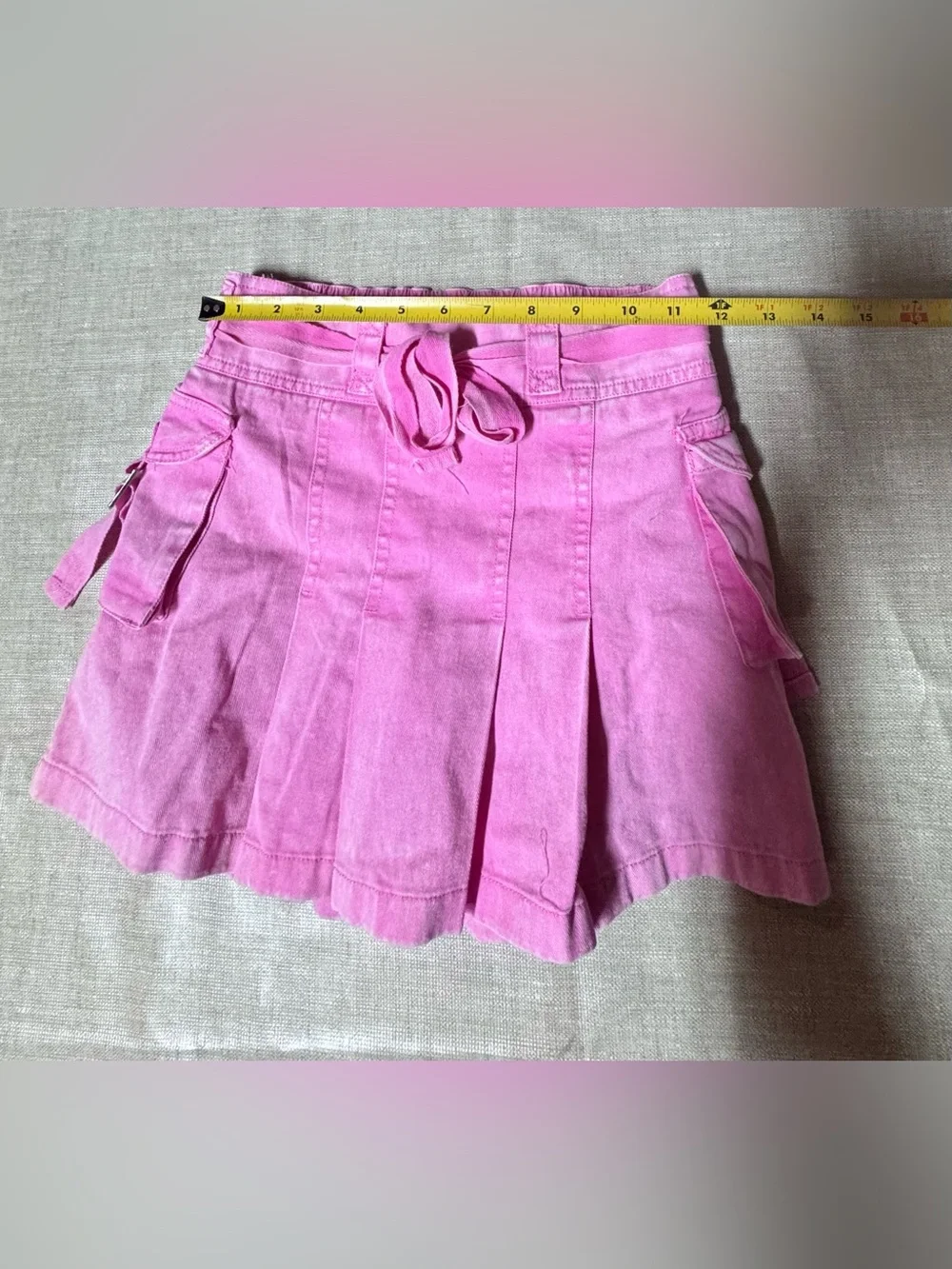 Justice Pink Pleated Cargo Skort with Tie Waist